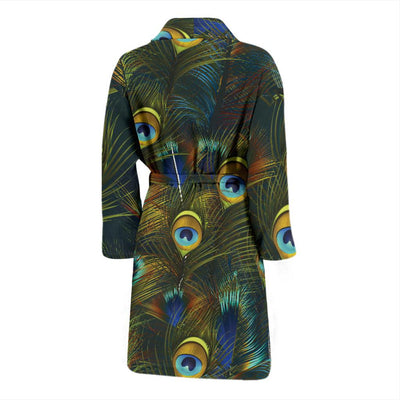 Peacock Feather Pattern Print Design A03 Men Bathrobe-JORJUNE.COM