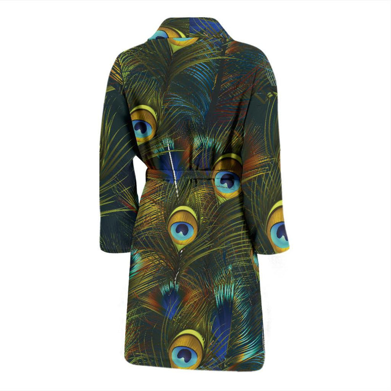 Peacock Feather Pattern Print Design A03 Men Bathrobe-JORJUNE.COM