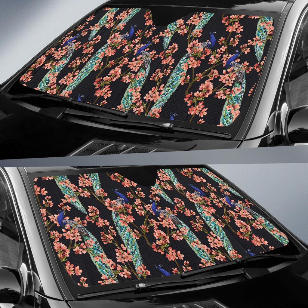 Peacock Pattern Print Design A01 Car Sun Shades-JORJUNE.COM