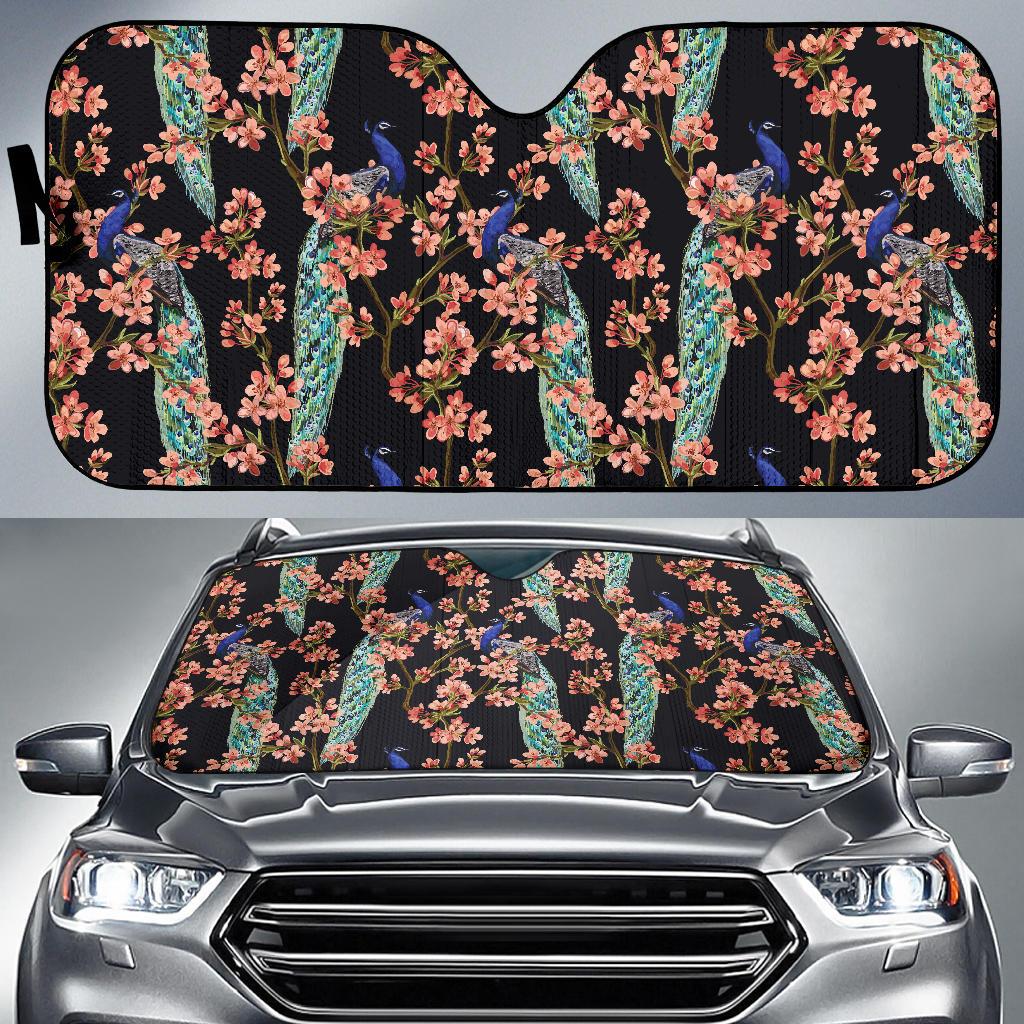 Peacock Pattern Print Design A01 Car Sun Shades-JORJUNE.COM