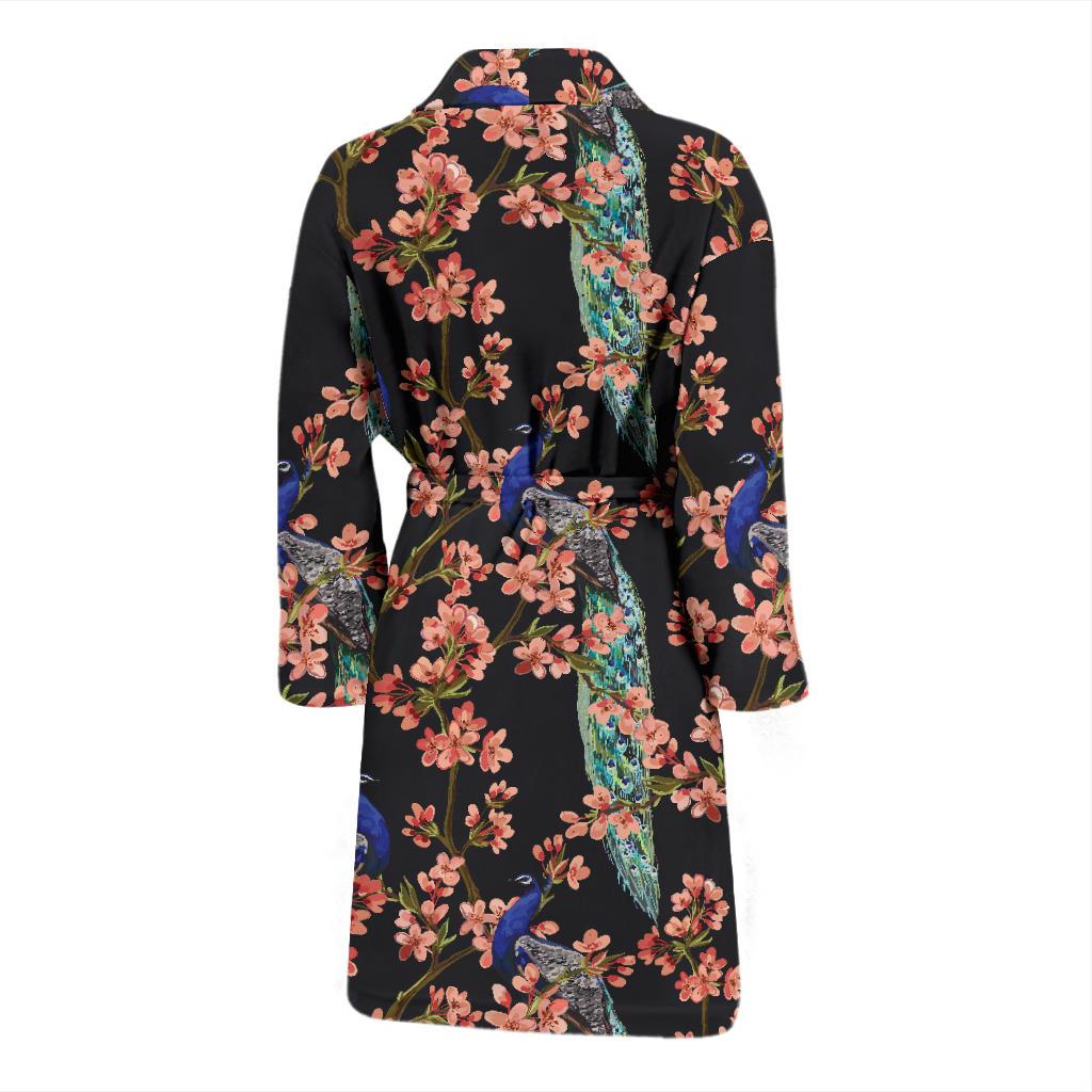Peacock Pattern Print Design A01 Men Bathrobe-JORJUNE.COM