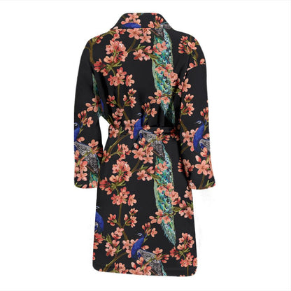 Peacock Pattern Print Design A01 Men Bathrobe-JORJUNE.COM