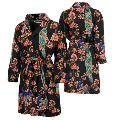 Peacock Pattern Print Design A01 Men Bathrobe-JORJUNE.COM