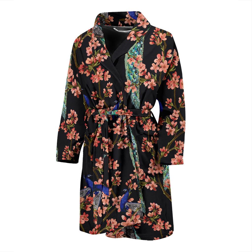 Peacock Pattern Print Design A01 Men Bathrobe-JORJUNE.COM
