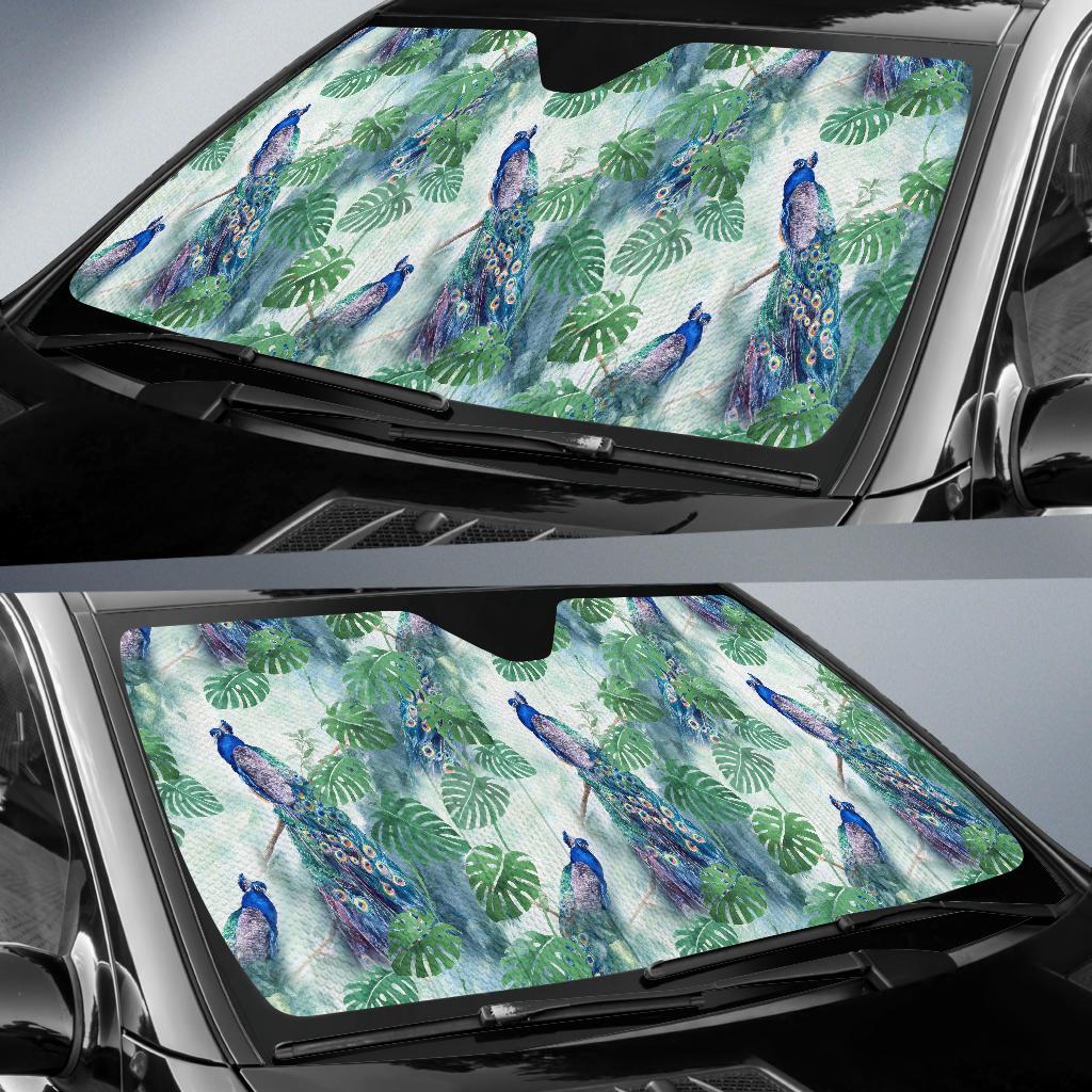 Peacock Pattern Print Design A02 Car Sun Shades-JORJUNE.COM
