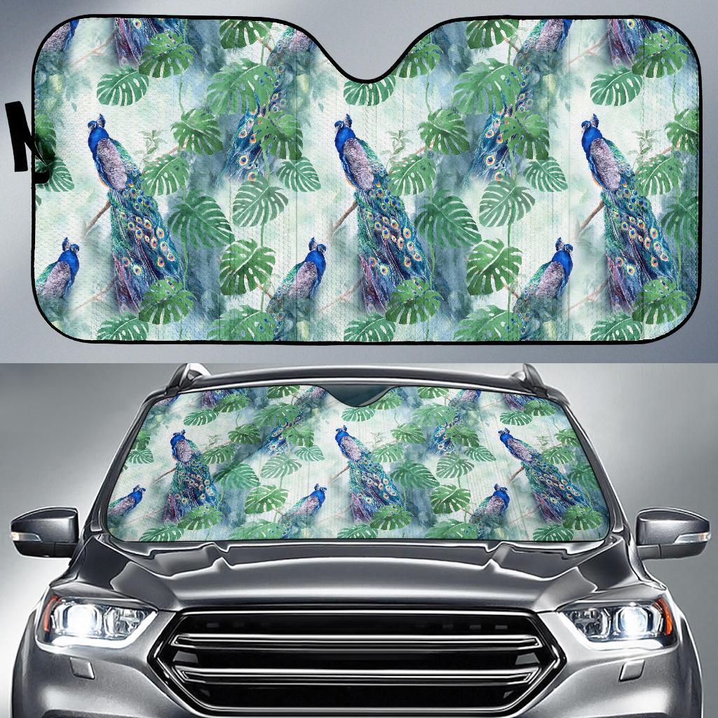 Peacock Pattern Print Design A02 Car Sun Shades-JORJUNE.COM