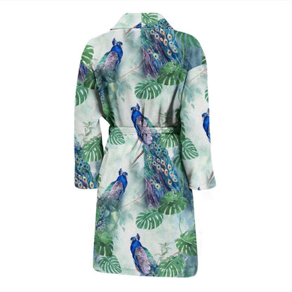 Peacock Pattern Print Design A02 Men Bathrobe-JORJUNE.COM