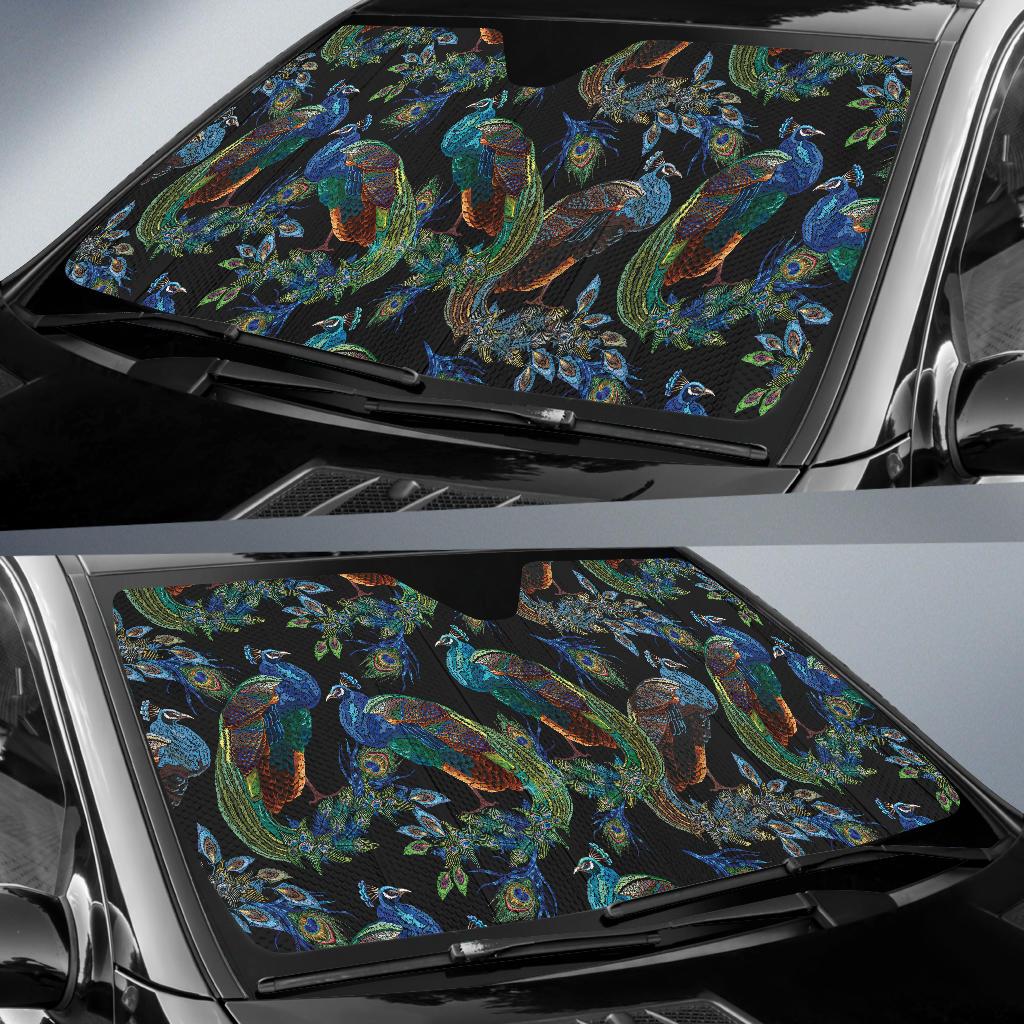 Peacock Pattern Print Design A04 Car Sun Shades-JORJUNE.COM