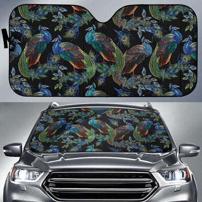Peacock Pattern Print Design A04 Car Sun Shades-JORJUNE.COM