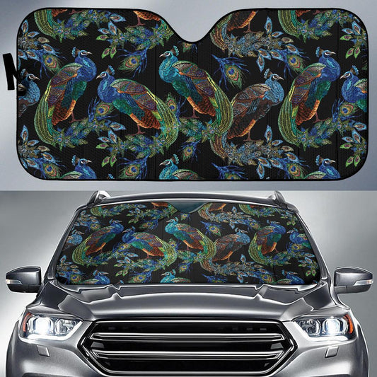 Peacock Pattern Print Design A04 Car Sun Shades-JORJUNE.COM