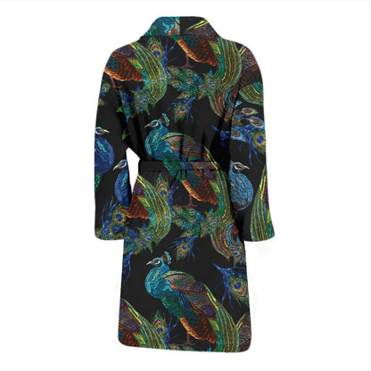 Peacock Pattern Print Design A04 Men Bathrobe-JORJUNE.COM