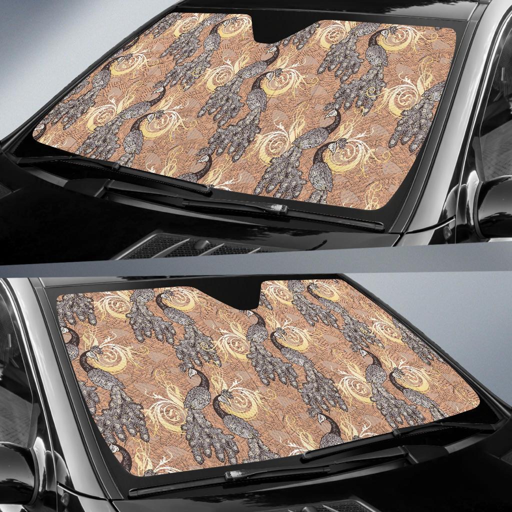 Peacock Pattern Print Design A05 Car Sun Shades-JORJUNE.COM