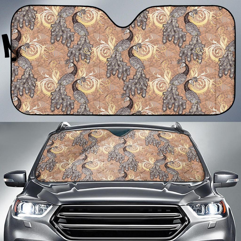 Peacock Pattern Print Design A05 Car Sun Shades-JORJUNE.COM