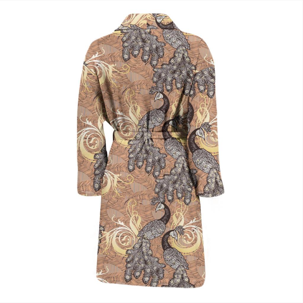 Peacock Pattern Print Design A05 Men Bathrobe-JORJUNE.COM