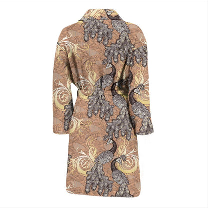 Peacock Pattern Print Design A05 Men Bathrobe-JORJUNE.COM