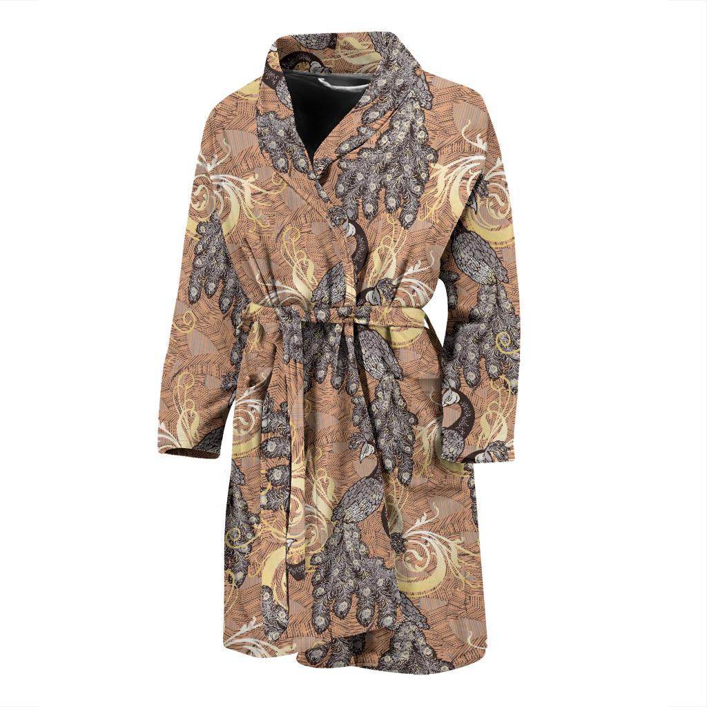 Peacock Pattern Print Design A05 Men Bathrobe-JORJUNE.COM