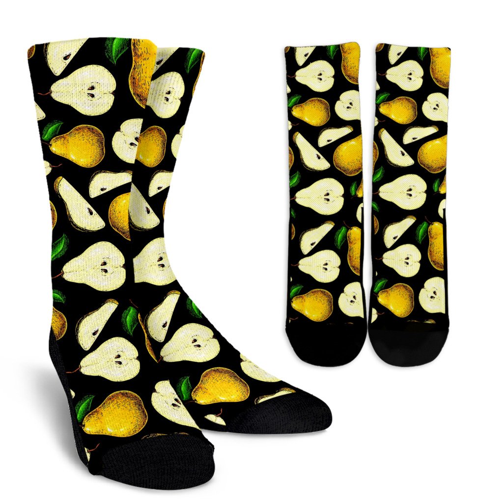 Pear Pattern Print Design PE01 Crew Socks-JORJUNE.COM