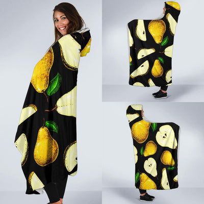 Pear Pattern Print Design PE01 Hooded Blanket-JORJUNE.COM