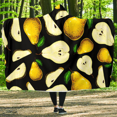 Pear Pattern Print Design PE01 Hooded Blanket-JORJUNE.COM