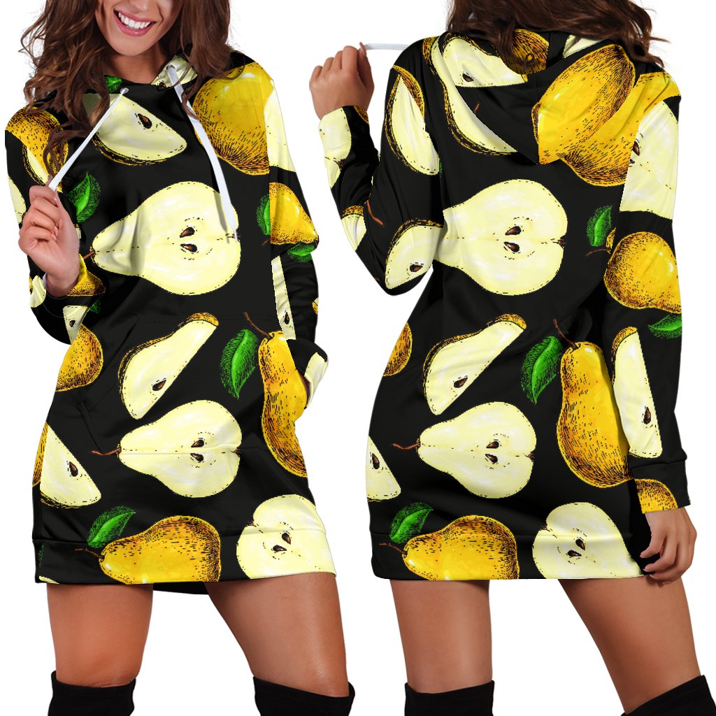 Pear Pattern Print Design PE01 Women Hoodie Dress