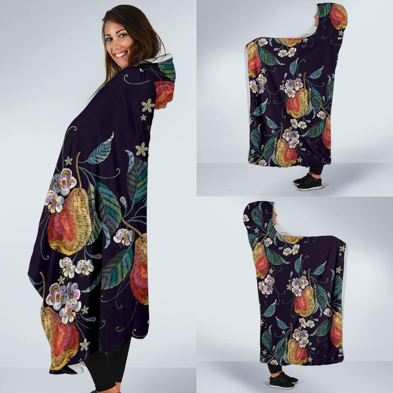 Pear Pattern Print Design PE02 Hooded Blanket-JORJUNE.COM