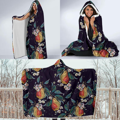 Pear Pattern Print Design PE02 Hooded Blanket-JORJUNE.COM