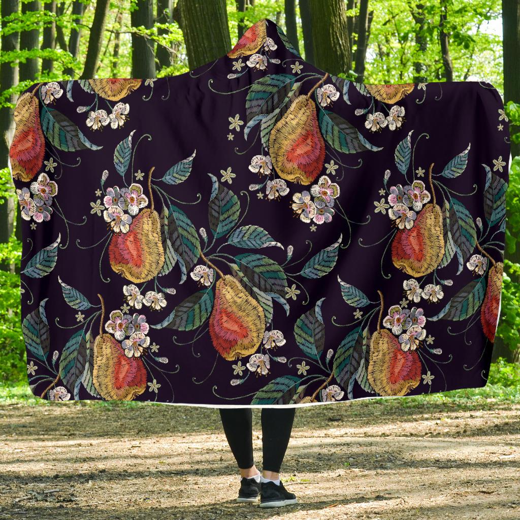 Pear Pattern Print Design PE02 Hooded Blanket-JORJUNE.COM