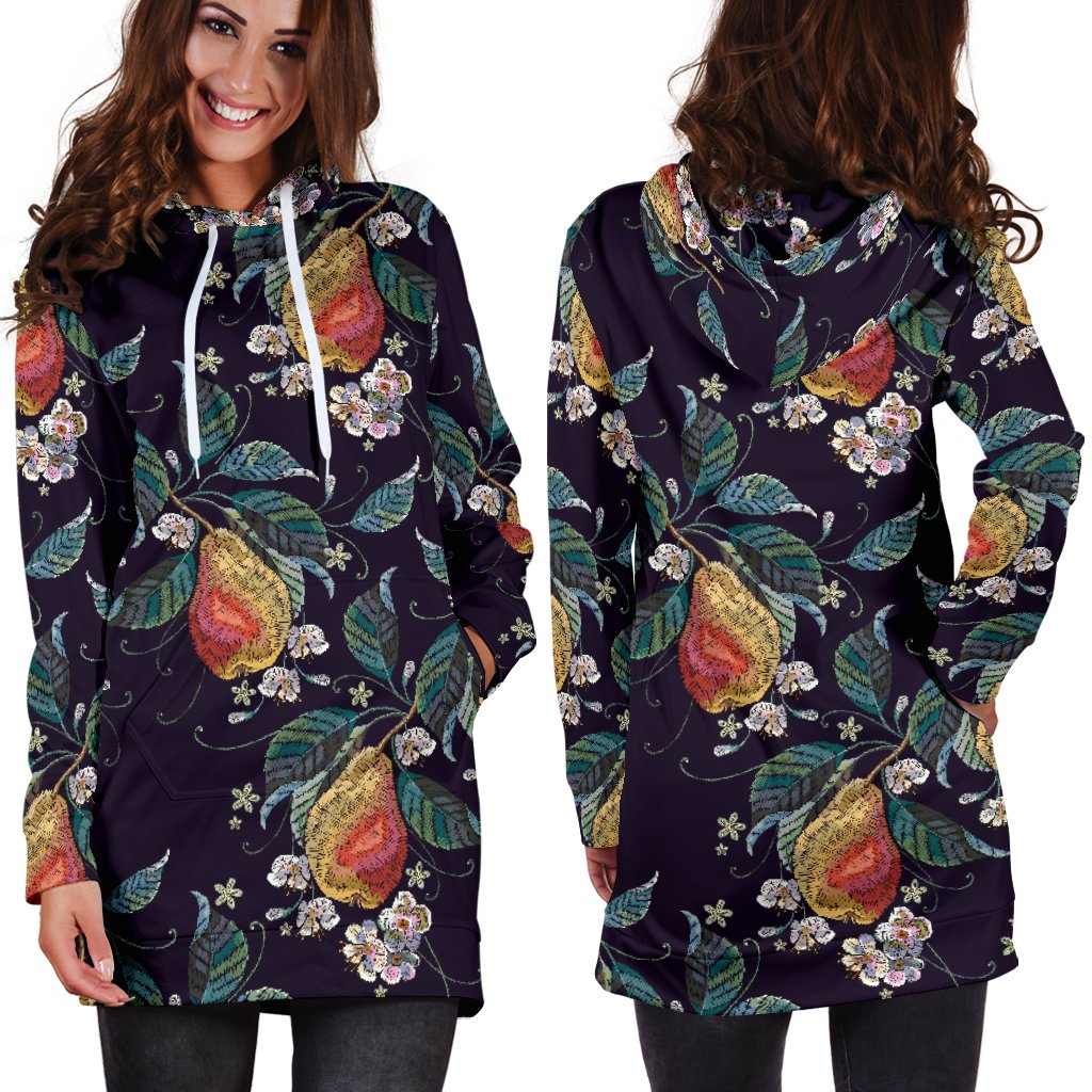Pear Pattern Print Design PE02 Women Hoodie Dress