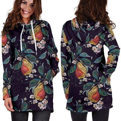 Pear Pattern Print Design PE02 Women Hoodie Dress