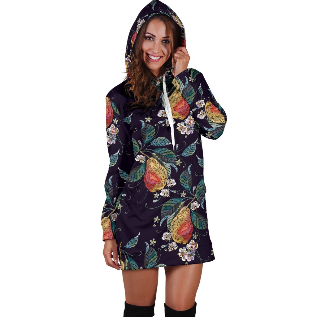 Pear Pattern Print Design PE02 Women Hoodie Dress