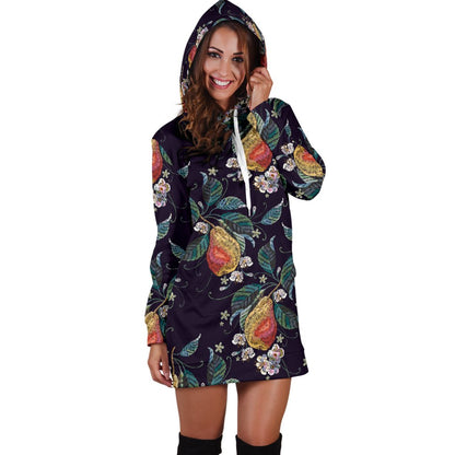 Pear Pattern Print Design PE02 Women Hoodie Dress
