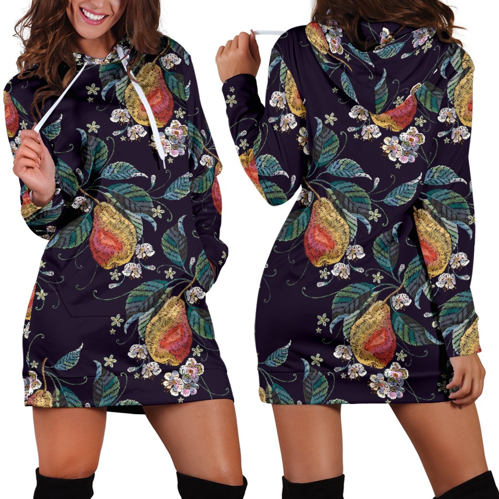 Pear Pattern Print Design PE02 Women Hoodie Dress