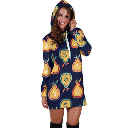 Pear Pattern Print Design PE03 Women Hoodie Dress