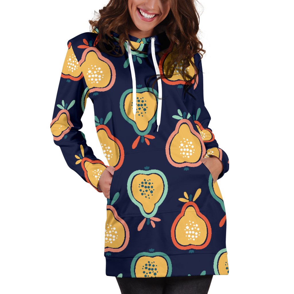 Pear Pattern Print Design PE03 Women Hoodie Dress
