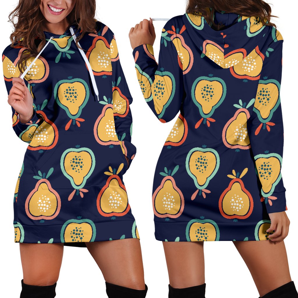 Pear Pattern Print Design PE03 Women Hoodie Dress