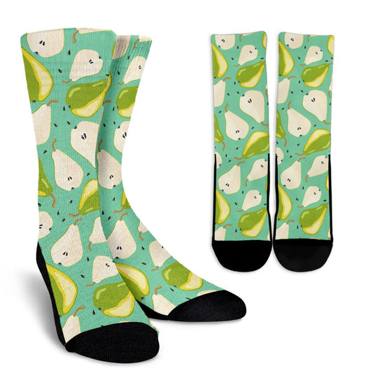 Pear Pattern Print Design PE04 Crew Socks-JORJUNE.COM