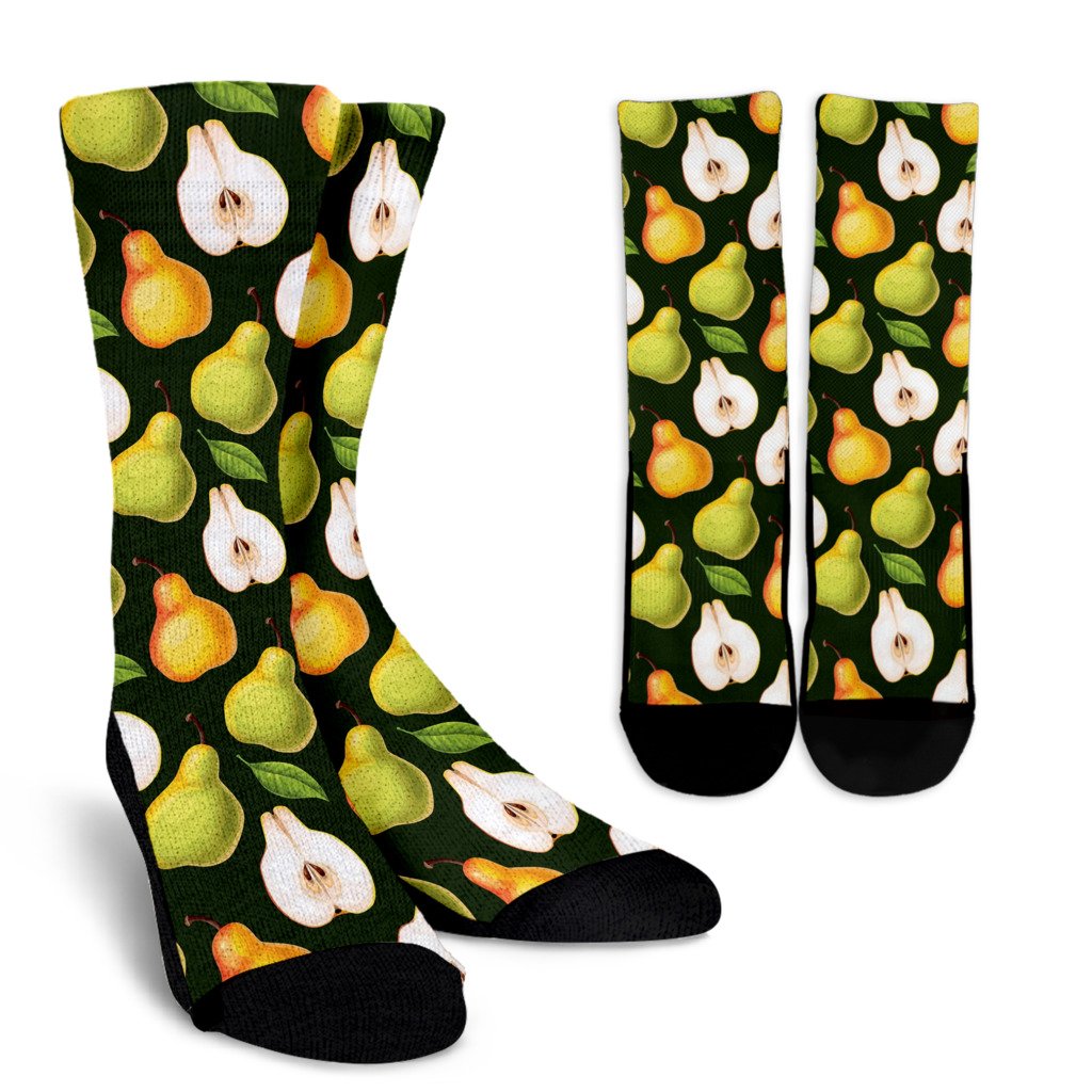 Pear Pattern Print Design PE06 Crew Socks-JORJUNE.COM