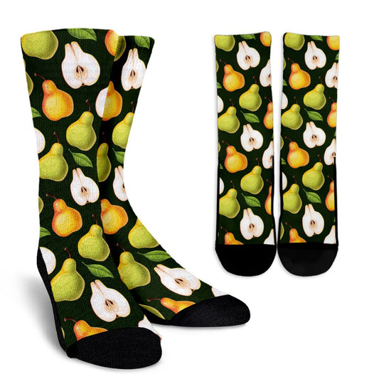 Pear Pattern Print Design PE06 Crew Socks-JORJUNE.COM