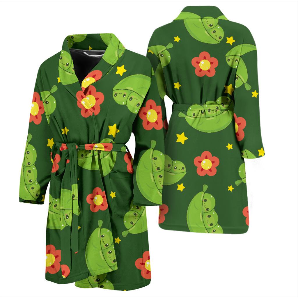 Peas Pattern Print Design A01 Men Bathrobe-JORJUNE.COM