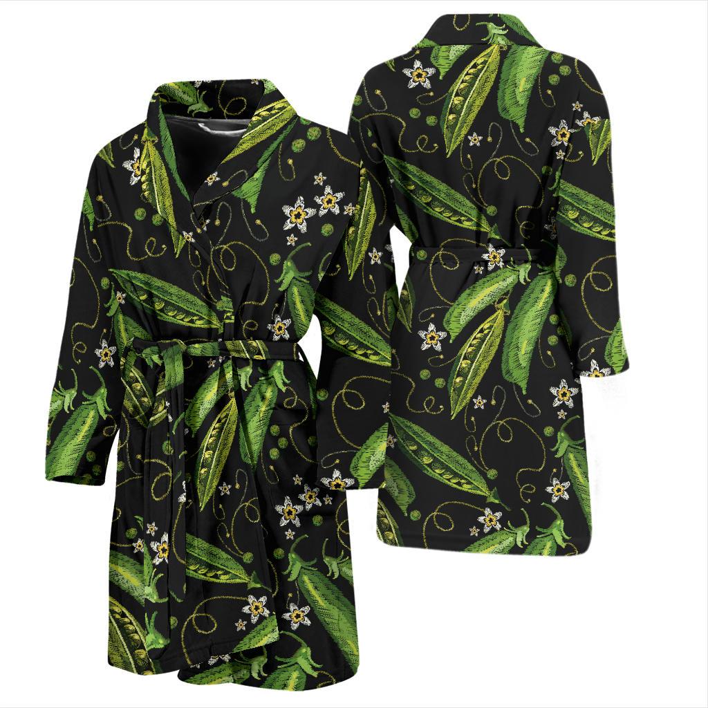 Peas Pattern Print Design A02 Men Bathrobe-JORJUNE.COM