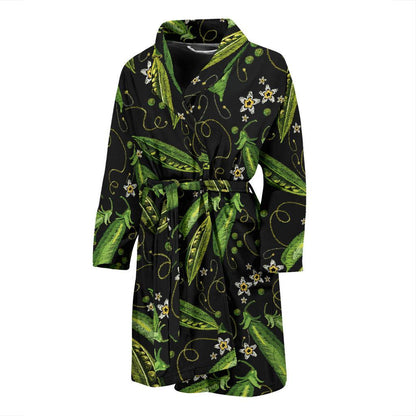 Peas Pattern Print Design A02 Men Bathrobe-JORJUNE.COM