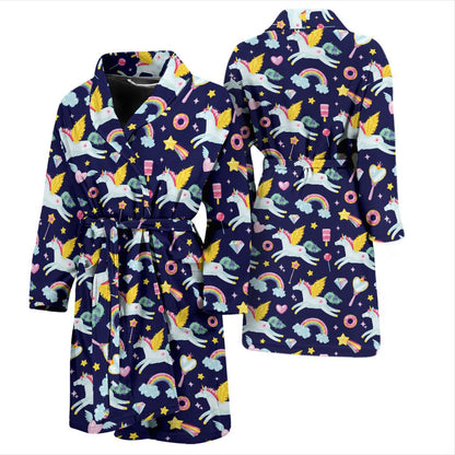 Pegasus Pattern Print Design 05 Men Bathrobe-JORJUNE.COM