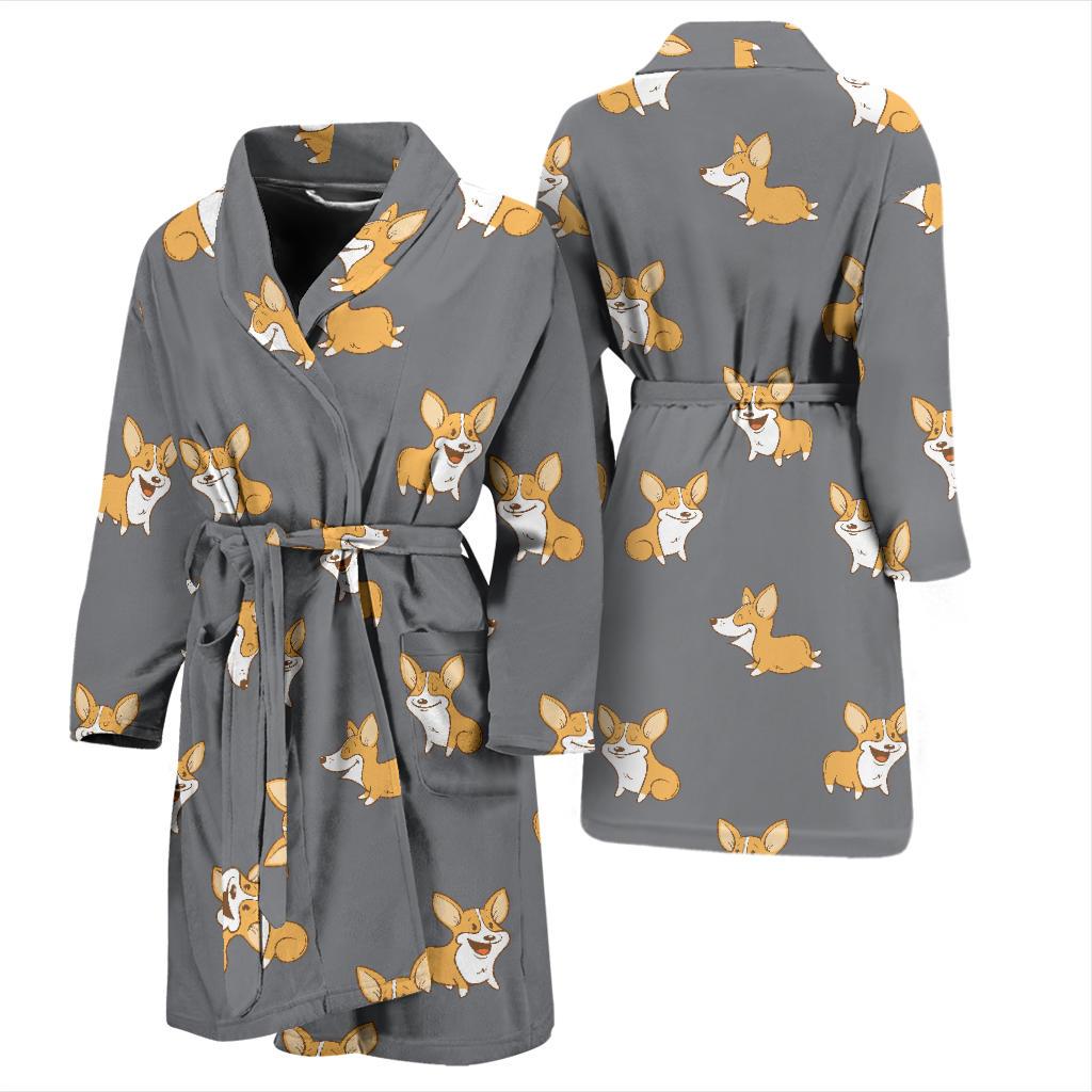 Pembroke Welsh Corgis Pattern Print Design A02 Men Bathrobe-JORJUNE.COM