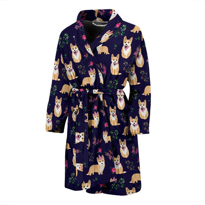 Pembroke Welsh Corgis Pattern Print Design A06 Men Bathrobe-JORJUNE.COM