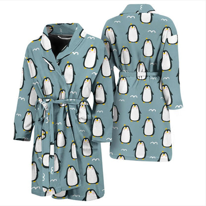 Penguin Pattern Print Design A02 Men Bathrobe-JORJUNE.COM