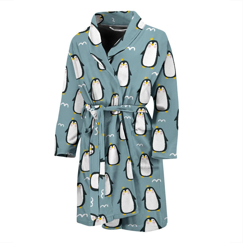 Penguin Pattern Print Design A02 Men Bathrobe-JORJUNE.COM