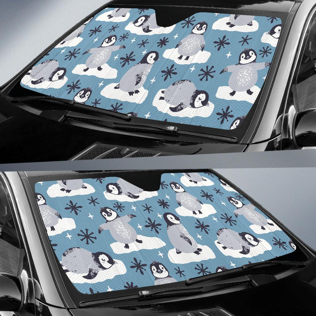 Penguin Pattern Print Design A05 Car Sun Shades-JORJUNE.COM