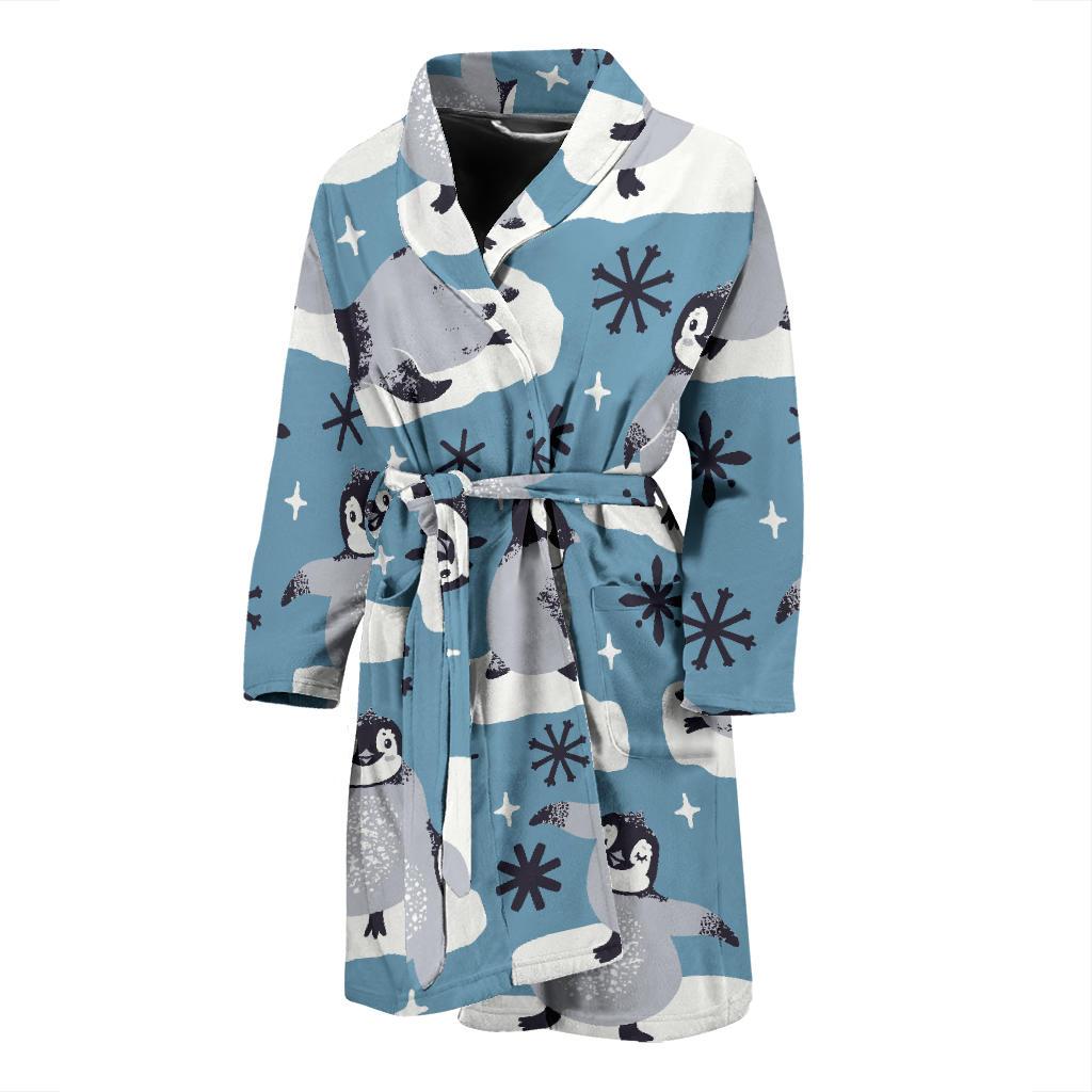 Penguin Pattern Print Design A05 Men Bathrobe-JORJUNE.COM