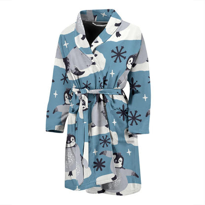 Penguin Pattern Print Design A05 Men Bathrobe-JORJUNE.COM