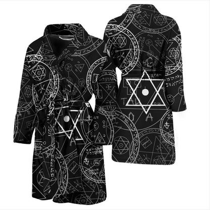 Pentagram Pattern Print Design A01 Men Bathrobe-JORJUNE.COM